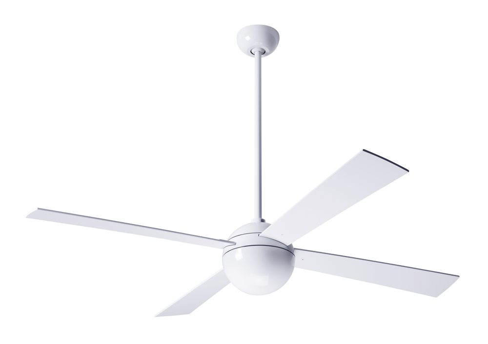 Ball Fan; Gloss White Finish; 42" White Blades; No Light; Fan Speed Control