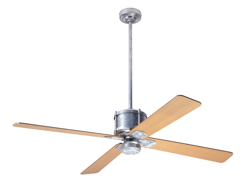 Industry DC Fan; Galvanized Finish; 50" Maple Blades; No Light; Wall Control