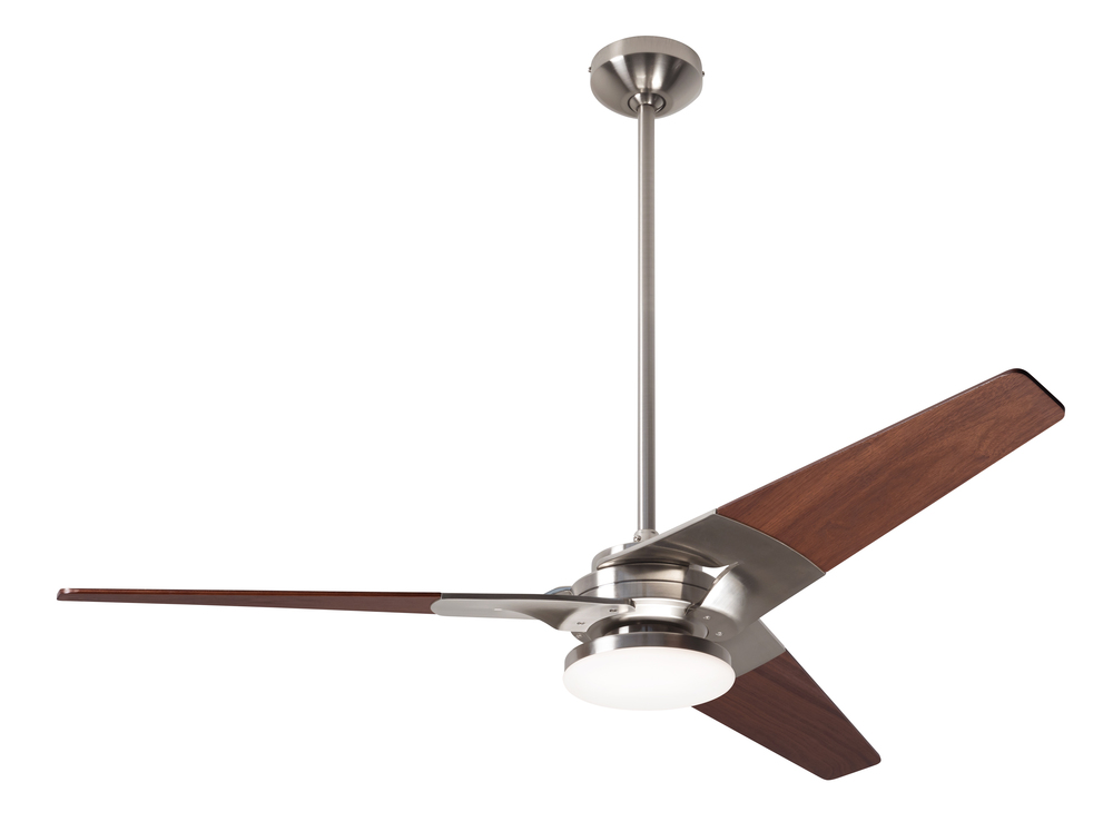 Torsion Fan; Bright Nickel Finish; 52" Mahogany Blades; 20W LED; Fan Speed and Light Control (3-