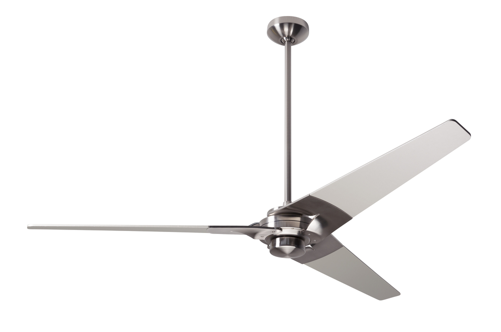 Torsion Fan; Bright Nickel Finish; 62" Graywash Blades; No Light; Fan Speed and Light Control (3