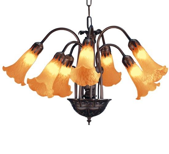 24" Wide Amber Tiffany Pond Lily 7 LT Chandelier