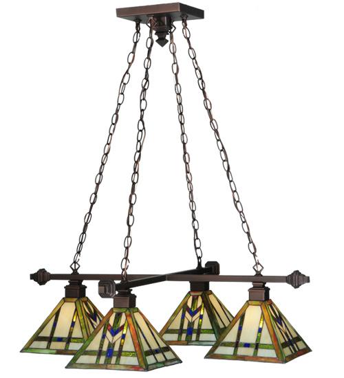 36" Square Prairie Wheat 4 Light Chandelier