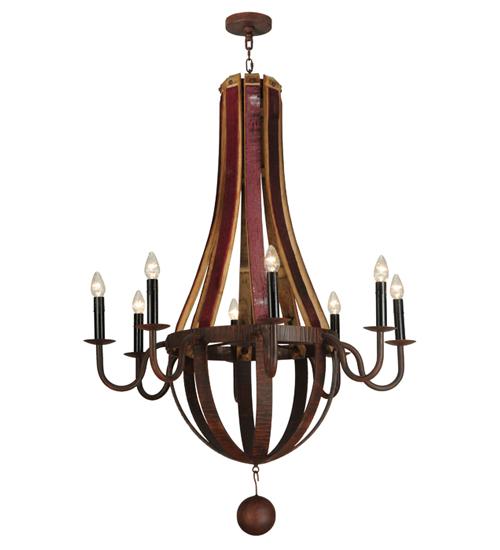 43"W Barrel Stave Metallo 8 LT Chandelier