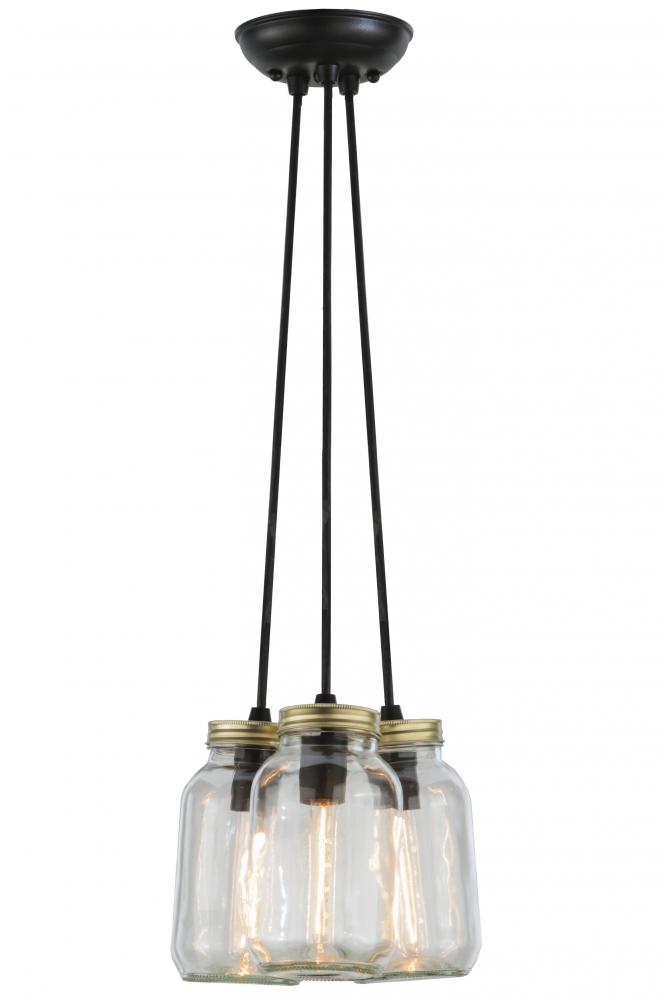 9" Wide Mason Jar 3 Light Pendant