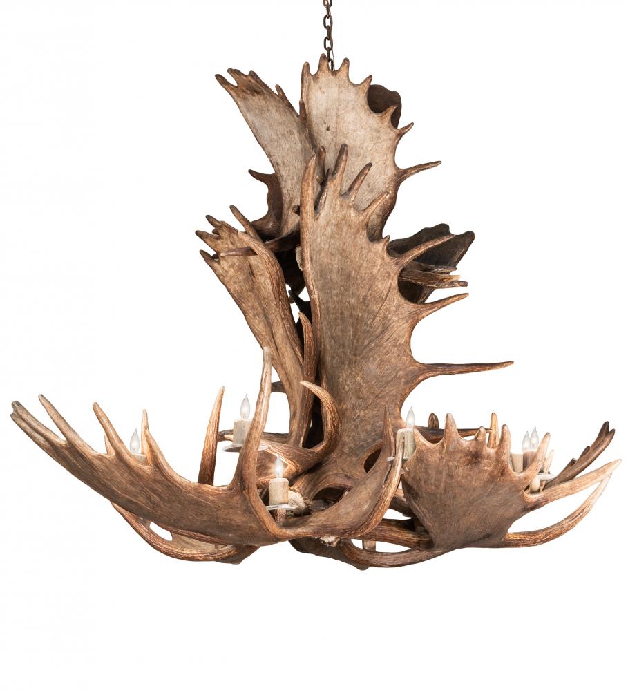 64" Wide Antlers Moose 12 Light Chandelier