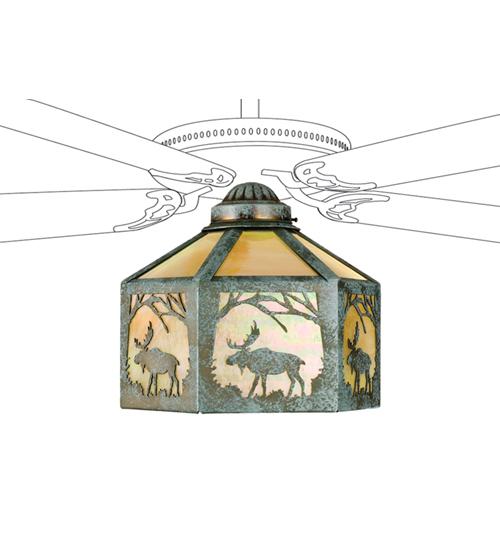 13"W Lone Moose Fan Light Shade