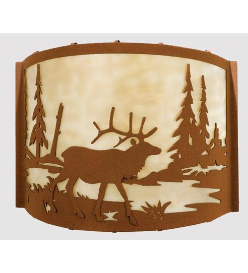 12" Wide Elk at Lake Wall Sconce