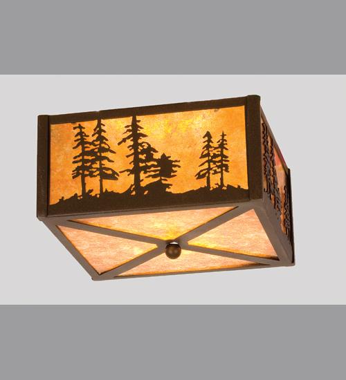 10"Sq Tall Pines Flushmount