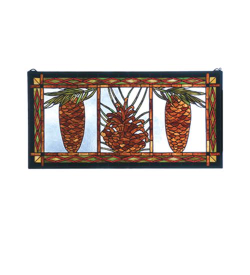 36" Wide X 18" High Pinecone Stained Glass Window