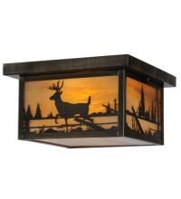 Meyda Blue 142324 - 12"Sq Hyde Park Deer Creek Flushmount