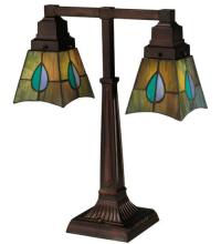 Meyda Blue 24284 - 19.5"H Mackintosh Leaf 2 Light Desk Lamp