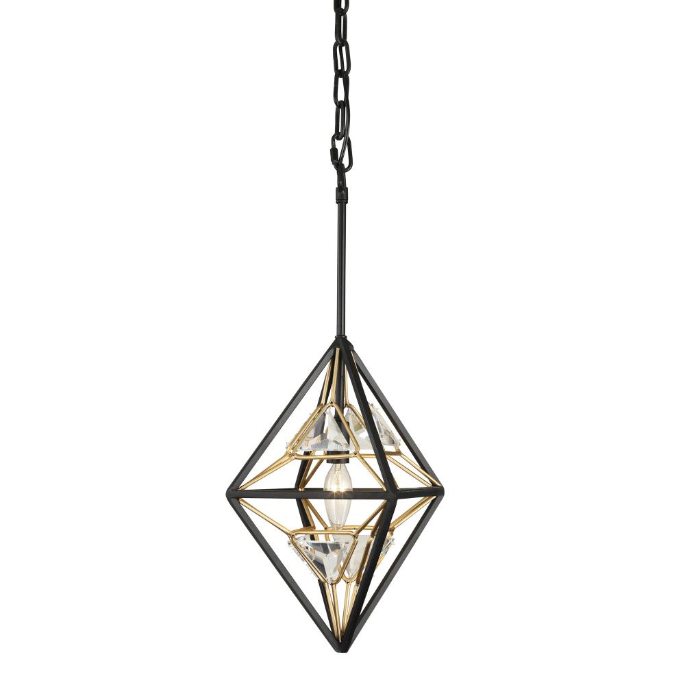 Marcia 1-Lt Mini Pendant - Matte Black/French Gold