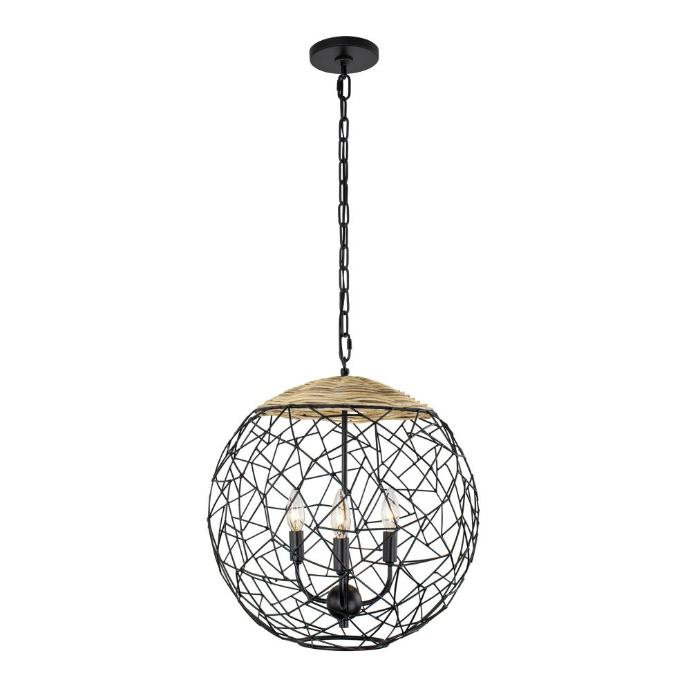 Cayman 3-Lt Orb Pendant - Black