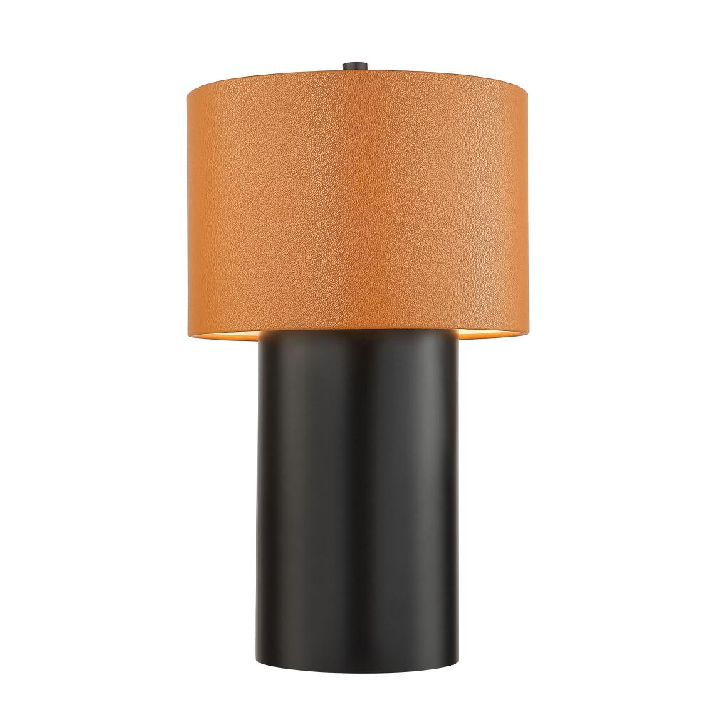 Secret Agent 1-Lt Table Lamp - Black/Camel Leather