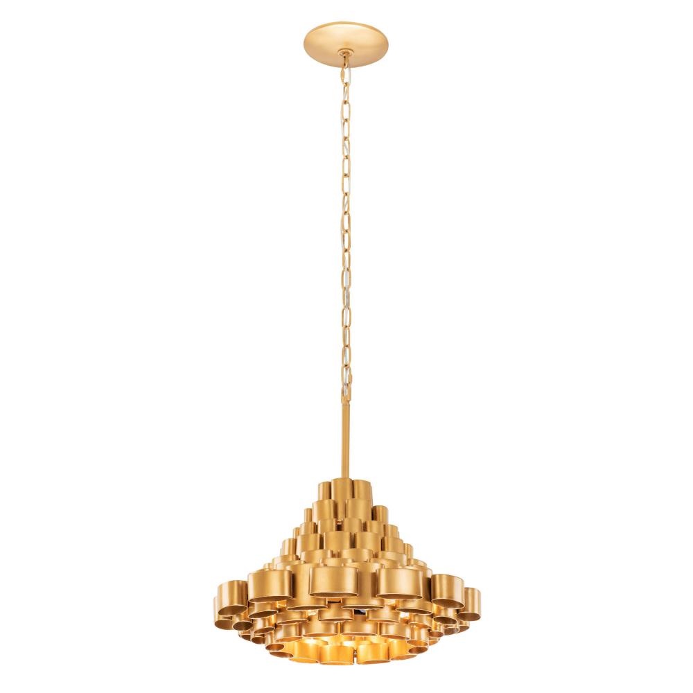 Totally Tubular 4-Lt Pendant - Antique Gold/Carbon Black