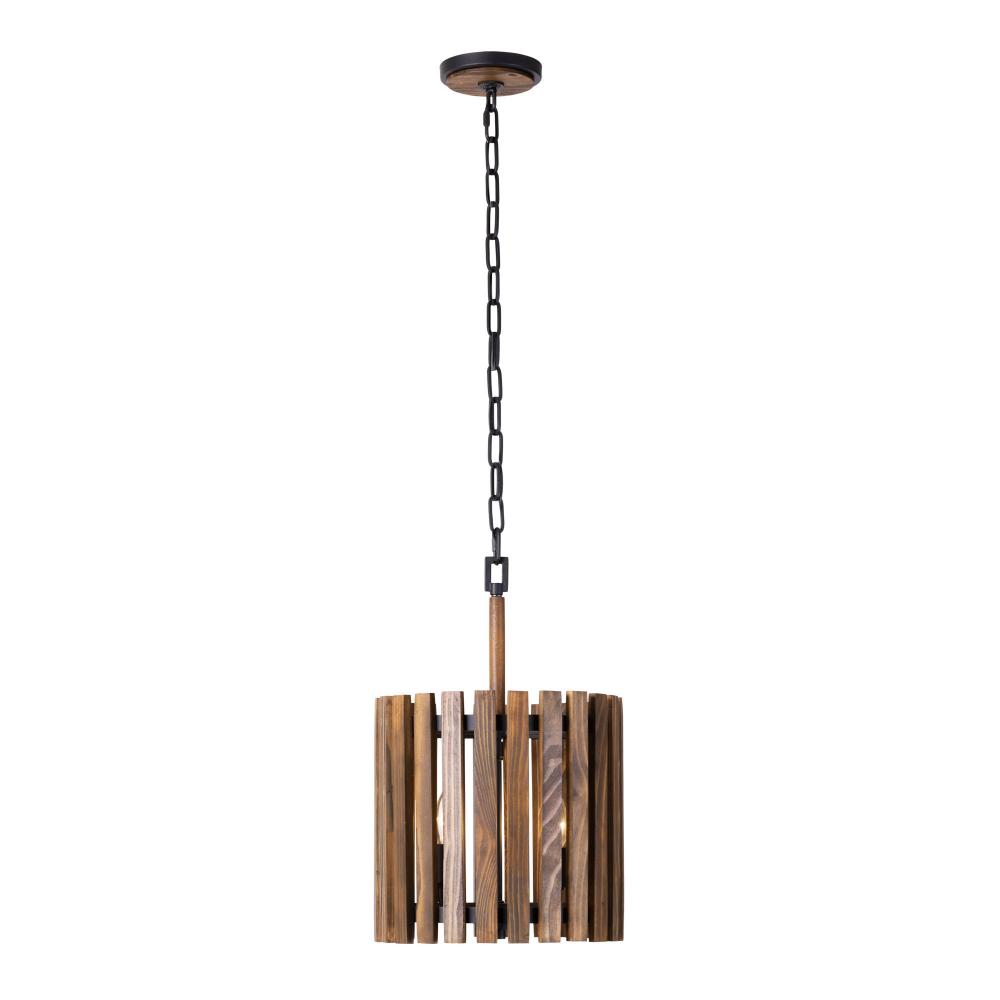 Suratto 2-Lt   Pendant - Matte Black/Medium Walnut