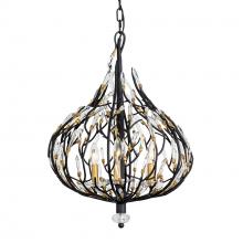 Varaluz 271P03MBFG - Bask 3-Lt Crystal Pendant - Matte Black/French Gold