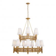 Varaluz 360C15FG - Nevis 15-Lt 2-Tier Chandelier - French Gold