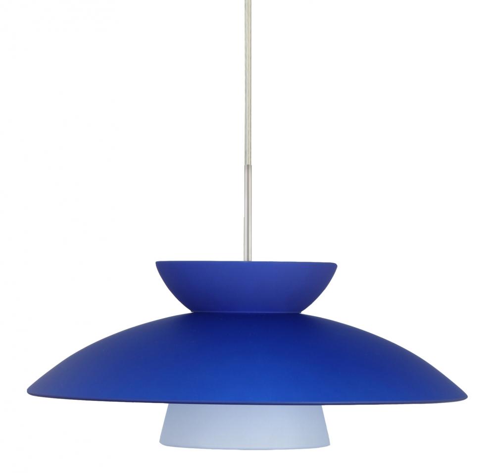 Besa Trilo 15 Pendant Satin Nickel Blue Matte 1x75W Medium Base