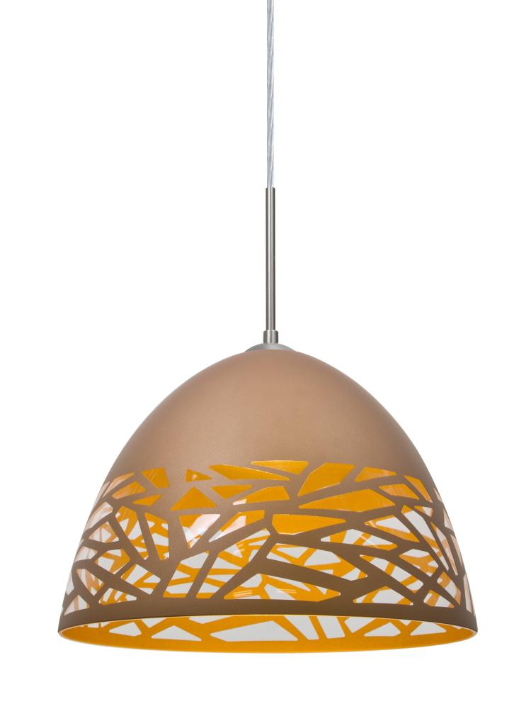 Besa Kiev Pendant, Copper, Satin Nickel Finish, 1x9W LED