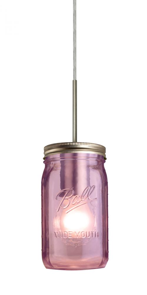 Besa Pendant Milo 4 Satin Nickel Purple 1x40W Medium Base A15