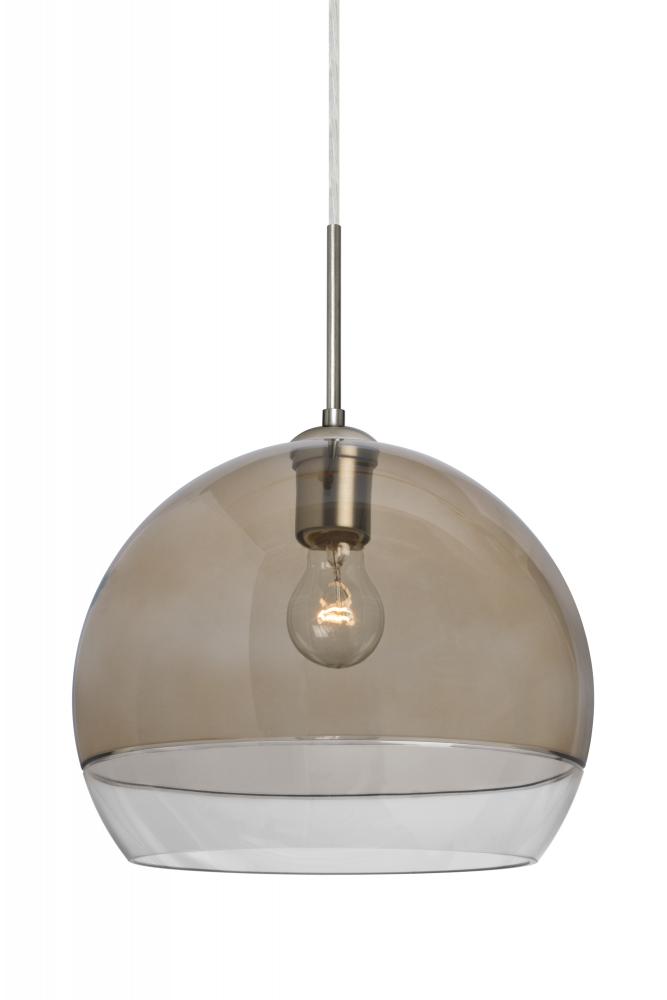 Besa, Ally 12 Cord Pendant, Smoke/Clear, Satin Nickel Finish, 1x60W Medium Base