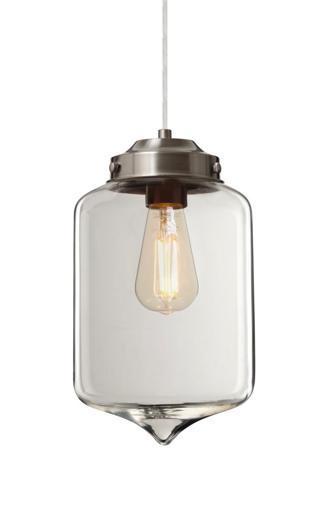 Besa Olin Pendant Satin Nickel Clear 1x4W LED Filament