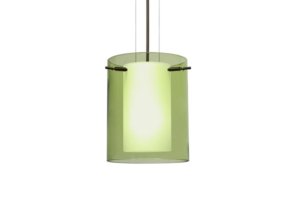 Besa Pendant Pahu 8 Bronze Transparent Olive/Opal 1x100W Medium Base