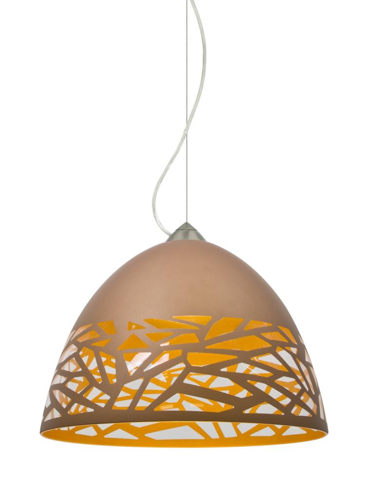 Besa Kiev Pendant, Copper, Satin Nickel Finish, 1x9W LED