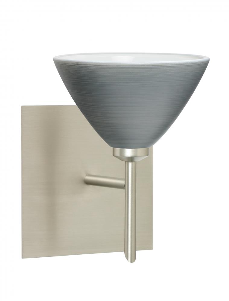 Besa Wall With SQ Canopy Domi Satin Nickel Titan 1x5W LED