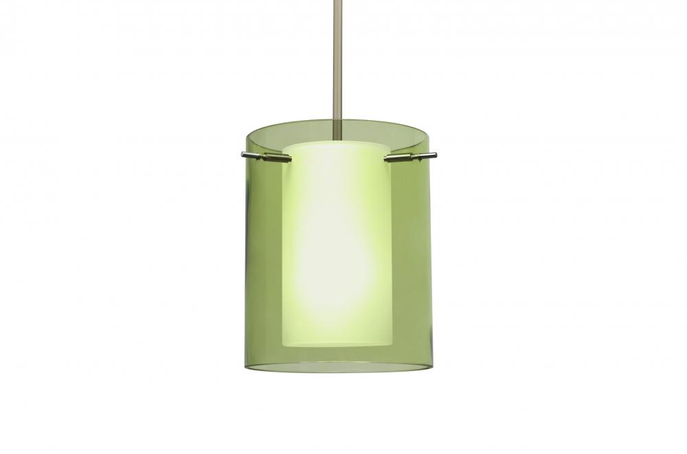 Besa Pahu 8 LED Pendant 1Tt Transparent Olive/Opal Satin Nickel 1x11W LED