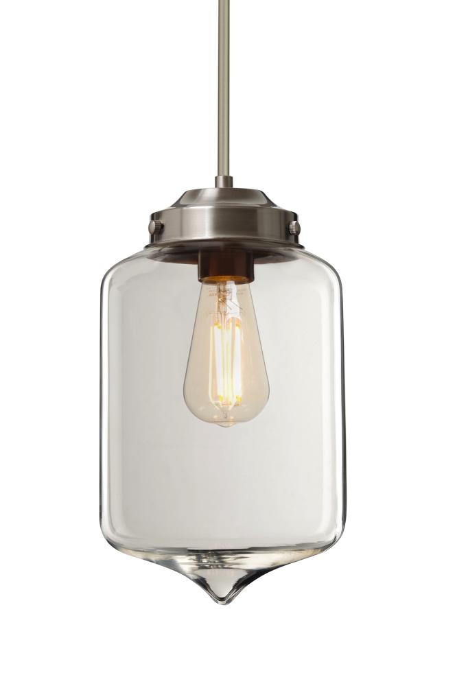 Besa Olin Stem Pendant Satin Nickel Clear 1x4W LED Filament