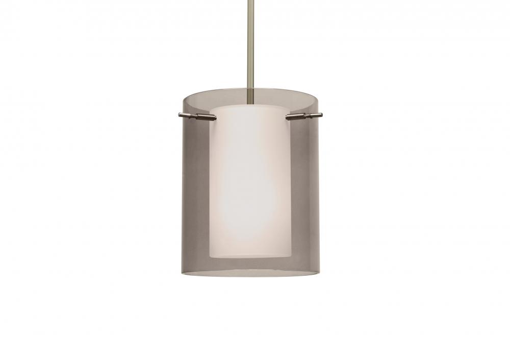 Besa Pendant Pahu 8 Satin Nickel Transparent Smoke/Opal 1x11W LED