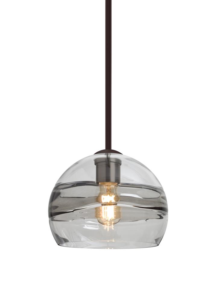 Besa Spirit 8 Pendant, Smoke/Clear, Bronze Finish, 1x8W LED Filament