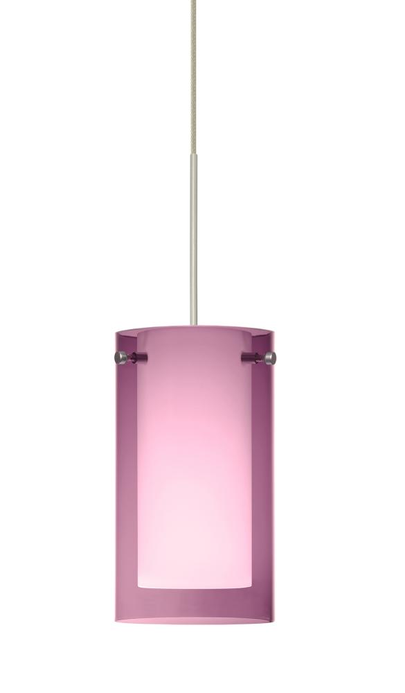 Besa Pendant Pahu 4 Satin Nickel Transparent Amethyst/Opal 1x35W Halogen