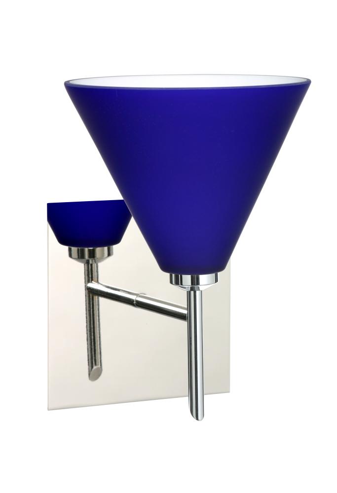 Besa Wall With Sq Canopy Kani Chrome Cobalt Blue Matte 1x40W G9