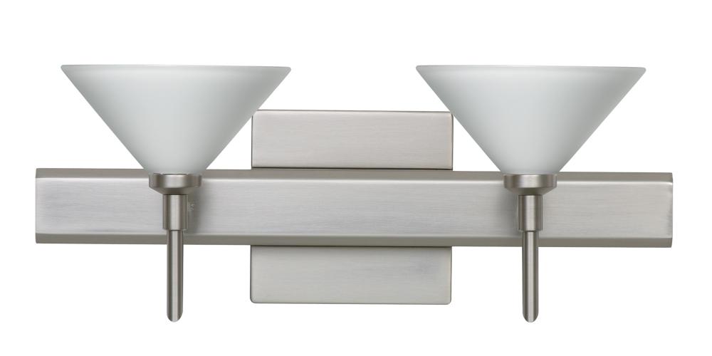 Besa Wall With SQ Canopy Kona Satin Nickel White 2x5W LED