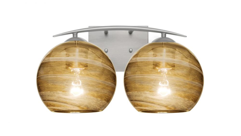 Besa, Jilly Vanity, Vapor Amber, Satin Nickel Finish, 2x60W Incandescent