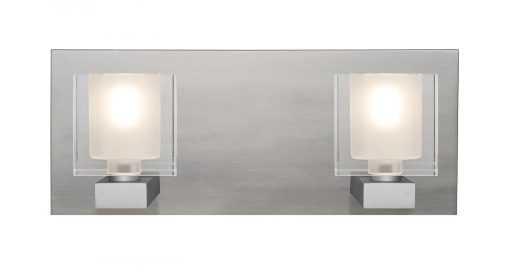 Besa, Bolo Vanity, Clear/Frost, Satin Nickel Finish, 2x5W LED