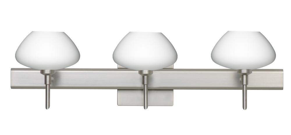 Besa Wall With SQ Canopy Peri Satin Nickel Opal Matte 3x5W LED