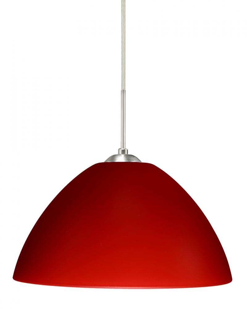 Besa Tessa Pendant For Multiport Canopy Satin Nickel Red Matte 1x75W Medium Base