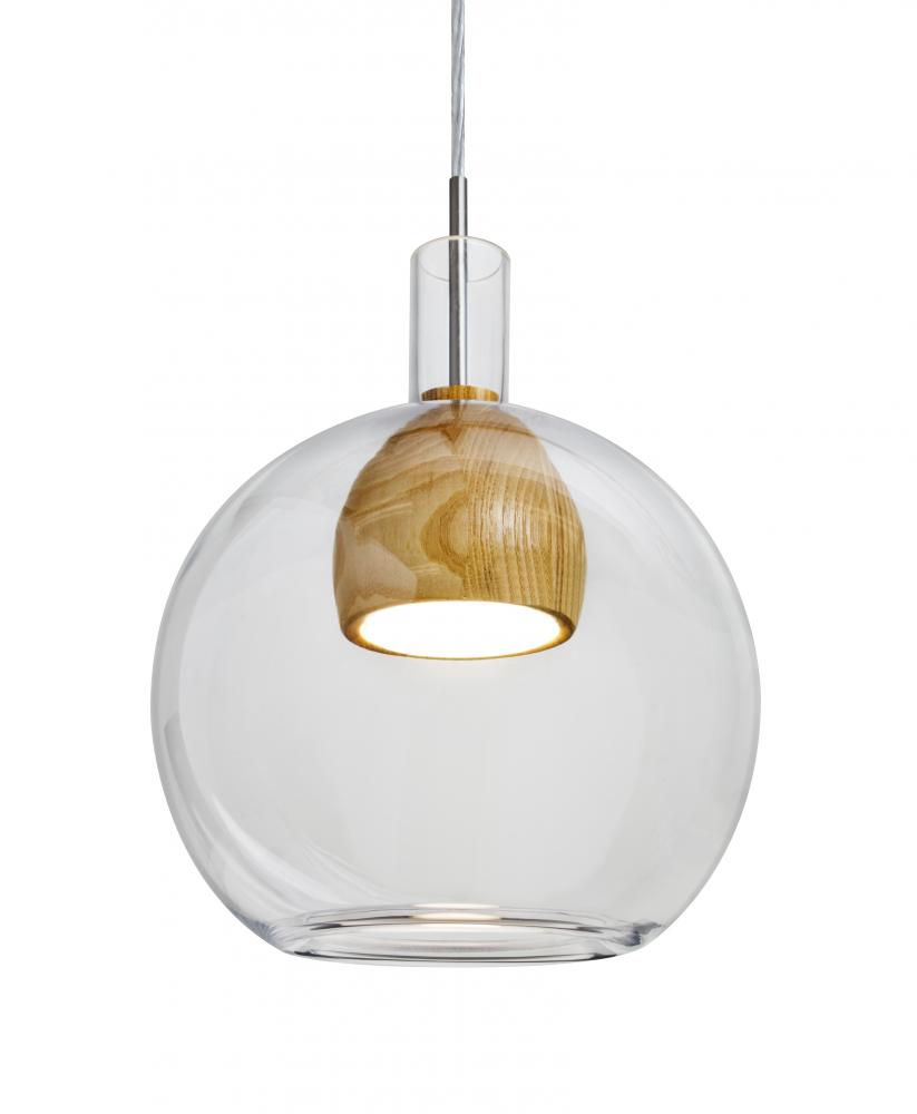 Besa, Benji Cord Pendant For Multiport Canopy, Clear/Medium, Satin Nickel Finish, 1x9