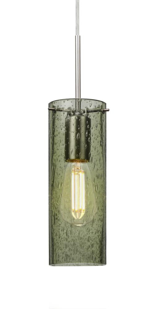 Besa, Juni 10 Pendant For Multiport Canopy, Moss Bubble, Satin Nickel, 1x4W LED Filam