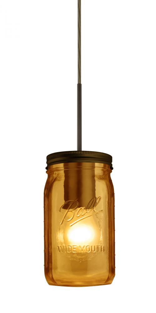 Besa Pendant For Multiport Canopy Milo 4 Bronze Amber 1x40W Medium Base A15