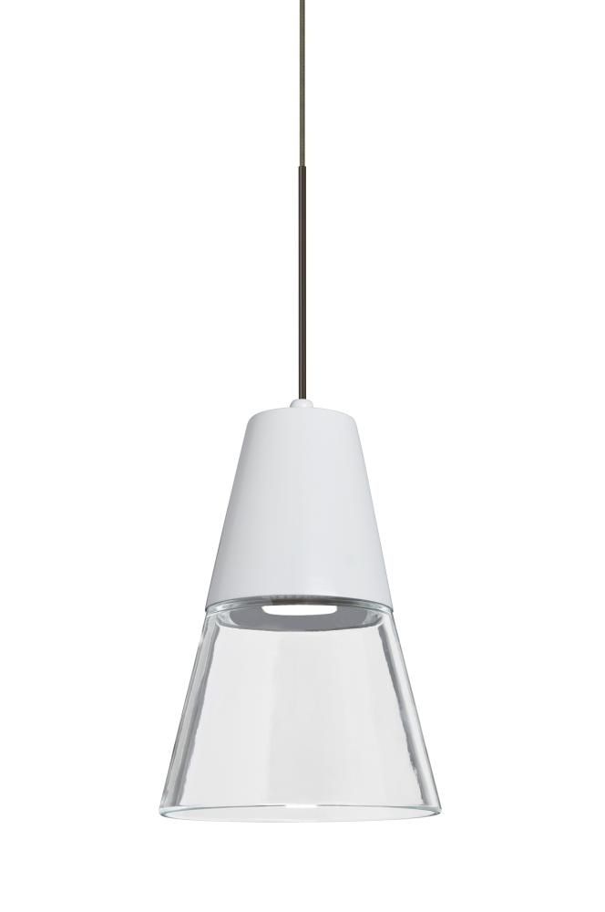 Besa, Timo 6 Cord Pendant,Clear/White, Bronze Finish, 1x9W LED