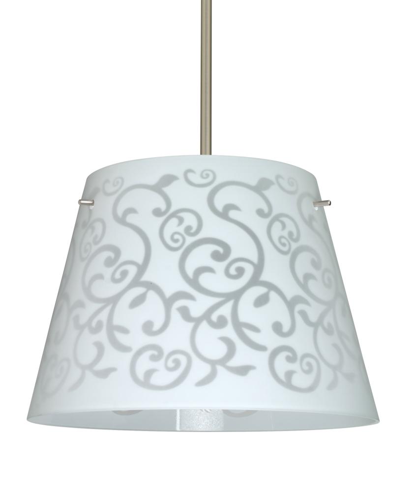 Besa Amelia 15 LED Pendant 1KT White Damask Satin Nickel 3x11W LED