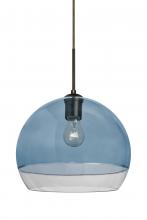 Besa Lighting 1JC-ALLY12BL-BR - Besa, Ally 12 Cord Pendant, Coral Blue/Clear, Bronze Finish, 1x60W Medium Base