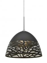 Besa Lighting 1JC-KIEVBK-LED-SN - Besa Kiev Pendant, Black, Satin Nickel Finish, 1x9W LED