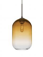 Besa Lighting 1JT-OMEGA12AM-BR - Besa, Omega 12 Cord Pendant,Amber/Clear, Bronze Finish, 1x60W Medium Base