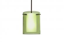 Besa Lighting 1TT-L00607-BR - Besa Stem Pendant Pahu 8 Bronze Transparent Olive/Opal 1x100W Medium Base